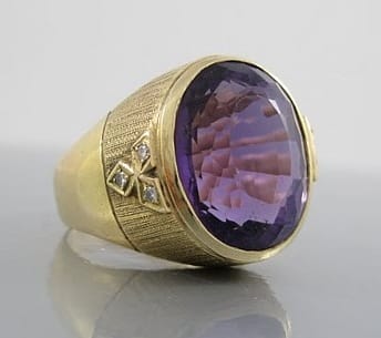Sold: $650 Large 14K and Amethyst Ring