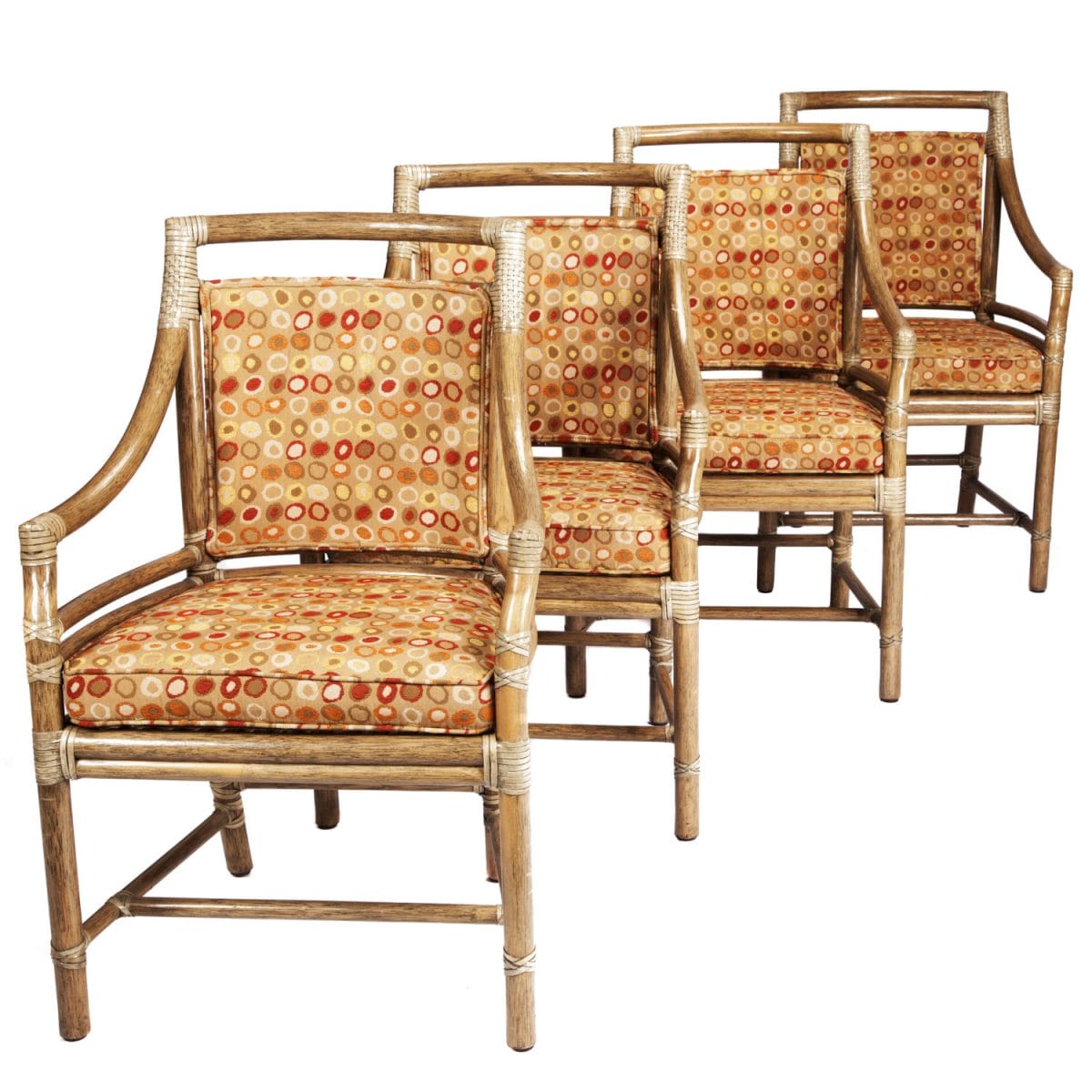 <p><a href="https://finesf.com/lot/set-of-four-mcguire-armchairs-4019124">Set of Four McGuire Target Chairs  Designed by Elinor McGuire (M-59B/SL)</a></p>