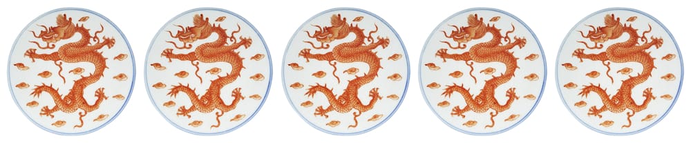 Iron-Red Painted ‘Dragon’ Bowls, Kangxi Marks/Period detail 2
