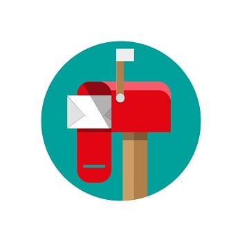 opened mailbox with regular mail cartoon red opened mailbox with regular mail inside. vector illustration in flat design