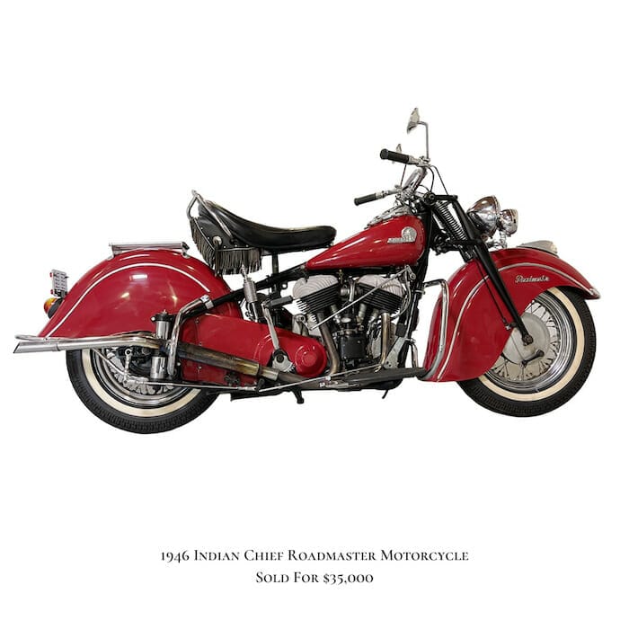 1946 Indian Chief Roadmaster Motorcycle Auction by Fine Estate in San Rafael California