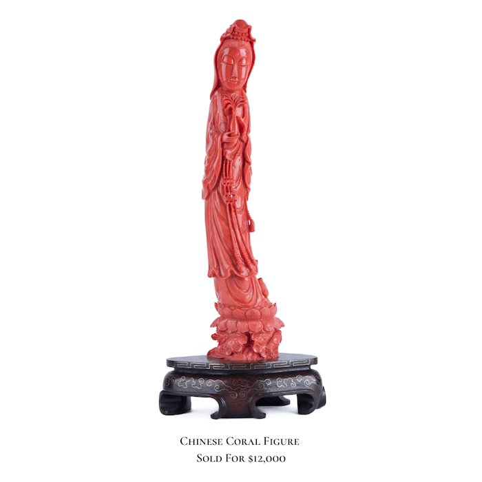 Chinese Coral Figure Auction by Fine Estate in San Rafael California